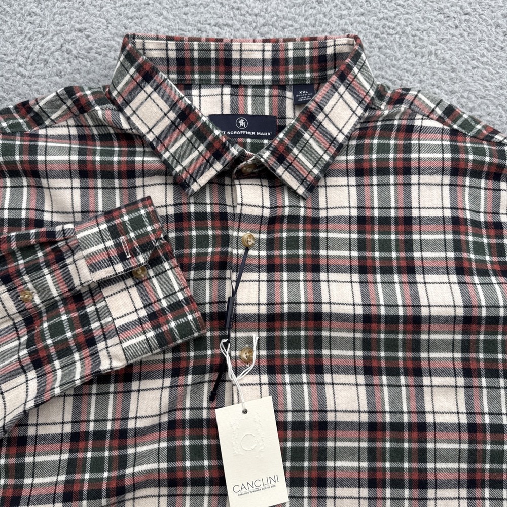Hart Schaffner Marx Flannel Shirt Mens XXL 2XL Button Multicolor Plaid Casual